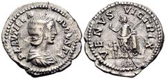 The Prof. James M. Collier Collection - Roman Imperial Coins Plautilla, Augusta, 202-205. Denarius (Silver, 19.5 mm, 3.36 g, 12 h), Rome. PLAVTILLA AVGVSTA Draped bust of Plautilla to right. Rev. VENV
