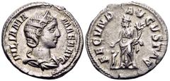 The Prof. James M. Collier Collection - Roman Imperial Coins Julia Mamaea, Augusta, 222-235. Denarius (Silver, 20 mm, 3.01 g, 12 h), Rome, 232. IVLIA MA-MAEA AVG Diademed and draped bust of Julia Mama