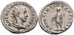The Prof. James M. Collier Collection - Roman Imperial Coins Herennius Etruscus, as Caesar, 249-251. Antoninianus (Silver, 23 mm, 4.87 g, 8 h), Rome, 250-251. Q HER ETR MES DECIVS NOB C Radiate, drape