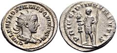 The Prof. James M. Collier Collection - Roman Imperial Coins Hostilian, as Caesar, 250-251. Antoninianus (Silver, 23.5 mm, 4.28 g, 12 h), Rome, 251. C VALENS HOSTIL MES QVINTVS N C Radiate and draped 
