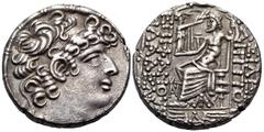 Greek SYRIA, Seleukis and Pieria. Antioch. Q. Caecilius Bassus, Proconsul, 46-44 BC. Tetradrachm (Silver, 26 mm, 15.45 g, 12 h), Struck posthumously, in the name and types of Philip I Philadelphos, Ye
