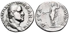 Roman Imperial Galba, 68-69. Denarius (Silver, 18.5 mm, 3.13 g, 7 h), Rome. IMP SER GALBA CAESAR AVG Laureate and draped bust of Galba to right. Rev. DIVA AVGVSTA Livia standing to left, holding pater