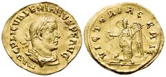 Roman Imperial Valerian I, 253-260. Aureus (Gold, 19 mm, 2.29 g, 6 h), Rome. IMP C P LIC VALERIANVS P F AVG Laureate, draped and cuirassed bust of Valerian to right. Rev. VICTORIA GERM Victory standin
