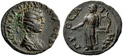 ROMAN AND BYZANTINE COINS Plautilla, wife of Caracalla. 202-205. Gytheion, Achaia. Assarion (Bronze, 22mm, 3.77 g 7). ΦOΥΛBIA PLAUTILLA CEB Draped bust of Plautilla to right, her hair in a bun at the 