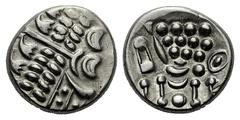 GREEK COINS Celtic Britain Durotriges. Uninscribed. Circa 65 BC-AD 45. Stater (Silver, 17mm, 5.83 g 1), Durotrigan E, Abstract Cranborne Chase type. Deconstructed remains of a head of Apollo to right.