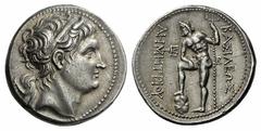GREEK COINS Kings of Macedon Demetrios I Poliorketes. 306-283 BC. Tetradrachm (Silver, 16.89 g 9), Amphipolis, c. 290-289 BC. Diademed head of Demetrios to right, wearing bull’s horn above his forehea