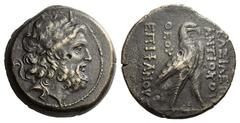 GREEK COINS Seleukid Kings of Syria Antiochos IV Epiphanes. 175-164 BC. Quadruple (Bronze, 35mm, 40.70 g 12), Antioch, c. 169-168 BC. Laureate head of Zeus to right. Rev. BAΣIΛEΩΣ ANTIOXOΥ ΘEOΥ EΠIΦAN
