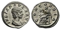 ROMAN AND BYZANTINE COINS Julia Paula. Augusta, AD 219-220. Denarius (Silver, 3.13 g 11), Rome. IVLIA PAVLA AVG Draped bust of Julia Paula to right, her hair in three waves and bound up in a queue at 