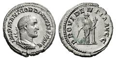 ROMAN AND BYZANTINE COINS Gordian II. AD 238. Denarius (Silver, 3.40 g 6), Rome. IMP M ANT GORDIANVS AFR AVG Laureate, draped and cuirassed bust of Gordian II to right. Rev. PROVIDENTIA AVGG Provident