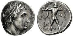 GREEK COINS Kings of Macedon Demetrios I Poliorketes. 306-283 BC. Drachm (Silver, 16mm, 4.28 g 11), Ephesos, c. 301-295. Diademed head of Demetrios Poliorketes to right, with ram’s horn above his fore