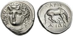 GREEK COINS Thessaly Larissa. Circa 356-342 BC. Drachm (Silver, 18mm, 6.11 g 9). Head of the nymph Larissa facing, turned slightly to the left, wearing ampyx, pendant earring, and simple necklace. Rev