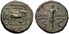 ROMAN AND BYZANTINE COINS Germanicus Caesar. 15 BC-AD 19. Dupondius (Bronze, 32mm, 15.69 g 7), Rome, minted under Caligula, 37-41. GERMANICVS CAESAR Germanicus, draped and holding a scepter, standing 