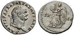 ROMAN & BYZANTINE COINS Divus Vespasian, died in 79. Denarius (Silver, 18mm, 3.49 g 6), struck under Titus, Rome, 80-81. DIVVS AVGVSTVS VESPASIANVS Laureate head of Vespasian to right. Rev. EX - SC Vi