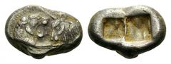 KINGS of LYDIA. Kroisos, Circa 560-546 BC. Siglos (Silver, 10-17mm, 5.23 g), Sardes, 550-546. Confronted foreparts of a lion, on the left, and a bull, on the right. Rev. Two incuse squares of unequal 