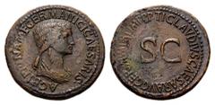 Agrippina Senior, wife of Germanicus, 5-33. Sestertius (Orichalcum, 38mm, 29.35 g 6), struck by Claudius as a posthumous commemorative, Rome, c. 50-54. AGRIPPINA M F GERMANICI CAESARIS Draped bust of 
