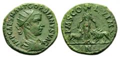 MOESIA SUPERIOR, Viminacium. Gordian III, AD 238-244. AE (Bronze, 22mm, 6.98 g 1), 240-241. IMP CAES M ANT GORDIANVS AVG Radiate, draped and cuirassed bust of Gordian III to right. Rev. P M S COL VIM 