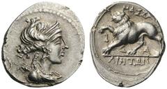GREEK COINS Gaul Massalia, c. 130-121 BC. Drachm (Silver, 18mm, 2.41g 6). Diademed and draped bust of Artemis to right, wearing pendant earring and pearl necklace, and with her bow and quiver over her
