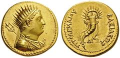 GREEK COINS lemaic Kings of Egypt Ptolemy IV Philopator, 225-205 BC. Octodrachm (Gold, 26mm, 27.83g 12), with a portrait of his father, Ptolemy III Euer­getes (reigned 246-222), Alexandreia. Radiate a