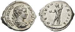 ROMAN AND BYZANTINE COINS Caracalla, 198-217. Denarius (Silver, 20mm, 3.22g 6), Rome, 200. ANTONINVS AVGVSTVS Laureate, draped and cuirassed bust of Caracalla to right. Rev. PONTIF TR P III Sol standi