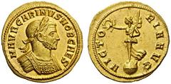 ROMAN AND BYZANTINE COINS Carinus, as Caesar, 282-283. Aureus (Gold, 19mm, 4.49g 6), Siscia, 282. M AVR CARINVS NOB CAES Laure­ate and cuirassed bust of Carinus to right. Rev. VICTORIA AVG Victory sta