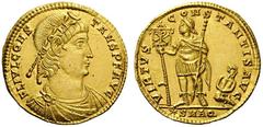 ROMAN AND BYZANTINE COINS Constans, 337-350. Multiple of 1 1/2 Solidi (Gold, 25mm, 6.73g 6), struck as a donative on his coming to the throne at the death of his father, Aquileia, 337. FL IVL CONSTANS
