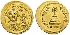 ROMAN AND BYZANTINE COINS Heraclius, with Heraclius Constantine, 610-641. Soli­dus (Gold, 21mm, 4.43g 7), Constantinople, c. 616-625. dd NN hERACLIUS ET hERA CONST P AVC Crowned, with cross on circlet