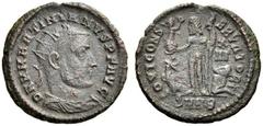 Martinian, 324. Follis (Bronze, 20mm, 3.07 g 12), Nicomedia, first officina. D N M MARTINIANVS P F AVG Radiate, draped and cuirassed bust of Martinian to right. Rev. IOVI CONSERVATORI / X / IIΓ/ SMNA 
