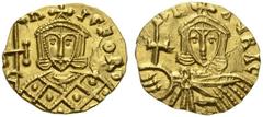 Nicephorus I, with Stauracius, 802-811. Solidus (Gold, 17mm, 3.80 g 6), uncertain Sicilian mint, probably Syracuse, 803-810 (but probably c. December 803-early 804). n - ICFORo Bearded and facing bust
