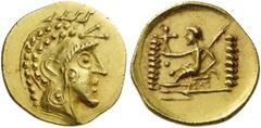 GREEK COINS KOLCHIS The Caucasus Area. 1st century BC/1st-2nd century AD. Stater (Gold, 20mm, 5.41 g 11). Stylized beardless head to right, wearing what is apparently an Attic helmet with a high crest