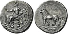 GREEK COINS CILICIA Tarsos. Mazaios, Satrap of Cilicia, 361/0-334 BC. Stater (Silver, 22mm, 10.64 g 5). B’LTRZ ( in Aramaic ) Baaltars seated to left, holding a lotus-tipped scepter in his extended ri