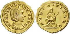 ROMAN COINS Herennia Etruscilla, Augusta, 249-251. Aureus (Gold, 20mm, 4.79 g 1), Rome. HER ETRVSCILLA AVG Diademed and draped bust of Herennia Etruscilla to right. Rev. PVDICITIA AVG Pudicitia, veile