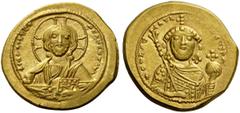 BYZANTINE AND EARLY MEDIEVAL COINS Constantine IX Monomachus, 1042-1055. Tetarteron (Gold, 17mm, 4.06 g 6), Constantinople. +IhC XIC RCX - RCGNΛNTIhm Bust of Christ Pantokrator facing, with cross nimb