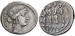 ROMAN REPUBLICAN COINS Q. Servilius Caepio Brutus (M. Junius Brutus), 54 BC. Denarius (Silver, 19mm, 4.04 g 7), Rome. LIBERTAS Bare head of Libertas to right, wearing earring and pendant necklace Rev.