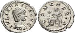 ROMAN IMPERIAL COINS Julia Paula, Augusta, 219-220, first wife of Elagabalus. Denarius (Silver, 18mm, 2.91 g 6), Rome. IVLIA PAVLA AVG Draped bust of Julia Paula to right, her hair in three waves and 