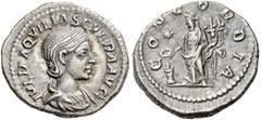 ROMAN IMPERIAL COINS Aquilia Severa, Augusta, 220-221 & 221-222, second and fourth wife of Elagabalus. Denarius (Silver, 18mm, 3.94 g 12), Rome. IVLIA AQVILIA SEVERA AVG Draped bust of Aquilia Severa 