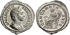 ROMAN IMPERIAL COINS Orbiana, Augusta, 225-227, wife of Severus Alexander. Denarius (Silver, 20mm, 2.70 g 12), Rome, 225. SALL BARBIA ORBIANA AVG Diademed and draped bust of Orbiana to right. Rev. CON