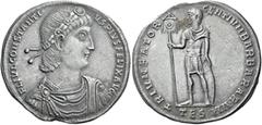 ROMAN IMPERIAL COINS Constantius II, 337-361. Medallion of 4 heavy siliquae or 3 light milarenses (Silver, 38mm, 12.61 g 6), Thessalonica, 340-350. FL IVL CONSTANTI-VS PIVS FELIX AVG Draped and cuiras