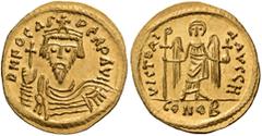 BYZANTINE AND MEDIEVAL COINS Phocas, 602-610. Solidus (Gold, 20mm, 3.40 g 6), curiously underweight but clearly an official issue, Constantinople, 604-607. d N FOCAS PERP AVC Draped and cuirassed bust