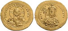 BYZANTINE AND MEDIEVAL COINS Constantine VIII, 1025-1028. Histamenon (Gold, 25mm, 4.42 g 6), Constantinople. +IhS XIS REX REGNANTIhM Bust of Christ Pantokrator facing, with cross nimbus, holding book 