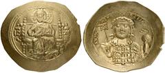 BYZANTINE AND MEDIEVAL COINS Michael VII Ducas, 1071-1078. Histamenon (Gold, 27mm, 4.47 g 6), Constantinople. Christ, with decorated nimbus, enthroned facing, raising his right hand in benediction and