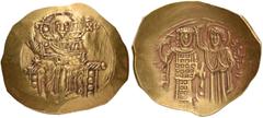 BYZANTINE AND MEDIEVAL COINS John III Ducas (Vatatzes), Emperor of Nicaea, 1222-1254. Hyperpyron (Gold, 27mm, 4.48 g 6), Magnesia, 1232-1254. IC XC Christ, nimbate, seated facing on throne, holding bo