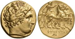 GREEK COINS Kings of Macedon. Philip II, 359-336 BC. Stater (Gold, 19 mm, 8.57 g, 12 h), Abydos, struck under Philip III, 323-317, probably prior to 319. Laureate head of Apollo to right. Rev. ΦΙΛΙΠΠΟ