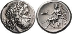 GREEK COINS Boeotia. BOEOTIA, Federal Coinage. Thebes. Circa 287 BC. Tetradrachm (Silver, 26 mm, 17.13 g, 11 h), Attic standard. Laureate head of Poseidon to right, with his hair long and falling down