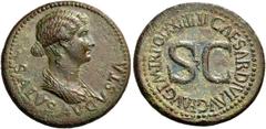 ROMAN IMPERIAL AND PROVINCIAL COINS Julia Augusta (Livia), 14-29. Dupondius (Orichalcum, 29 mm, 14.53 g, 7 h), struck under Tiberius, Rome, 22-23. SALVS AVGVSTA Bare-headed and draped bust of Livia to