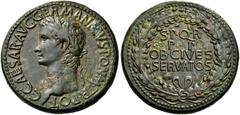ROMAN IMPERIAL AND PROVINCIAL COINS Gaius (Caligula), 37-41. Sestertius (Orichalcum, 34 mm, 29.95 g, 6 h), Rome, 37-38. C CAESAR AVG GERMANICVS PON M TR POT Laureate head of Caligula to left. Rev. S.P
