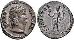 ROMAN IMPERIAL AND PROVINCIAL COINS Nero, 54-68. Denarius (Silver, 19 mm, 3.33 g, 6 h), Rome, 64-65. NERO CAESAR Laureate head of Nero to right. Rev. AVGVSTVS GERMANICVS Nero, radiate and togate, stan