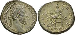 ROMAN IMPERIAL AND PROVINCIAL COINS Commodus, as Caesar, 166-177. Sestertius (Orichalcum, 32 mm, 25.88 g, 12 h), Rome, 186-189. M COMMODVS ANT P FELIX AVG BRIT Laureate and bearded head of Commodus to