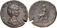 ROMAN IMPERIAL AND PROVINCIAL COINS Julia Maesa, Augusta, 218-224/5. Sestertius (Orichalcum, 31 mm, 23.19 g, 12 h), struck under her grandson, Elagabalus, Rome, 218-220. IVLIA MAESA AVG Diademed and d