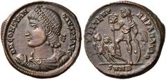 ROMAN IMPERIAL AND PROVINCIAL COINS Constantius II, 337-361. Centenionalis (Bronze, 21 mm, 4.32 g, 12 h), Nicomedia, 348-351. D N CONSTANTIVS P F AVG Pearl-diademed, draped and cuirassed bust of Const