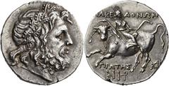 GREEK COINS Macedon (Roman Protectorate). Republican period. First Meris. Circa 167-149 BC. Tetradrachm (Silver, 29.5 mm, 16.82 g, 12 h), Amphipolis. Head of Zeus to right, bearded and wearing an oak-